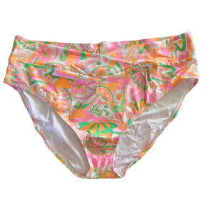 Juniors Ninty-Nine° High Waist Bikini Swim Bottom Plus 2X NWT pink green orange